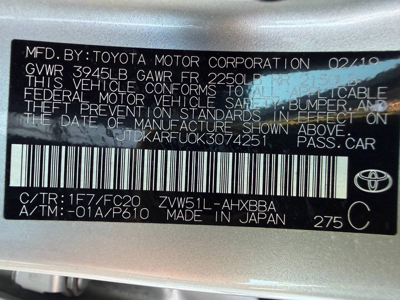 Used 2019 Toyota Prius L Eco FWD image 51