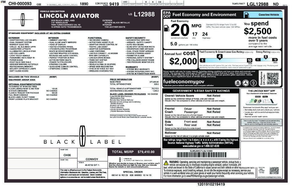 Used 2020 Lincoln Aviator Black Label w/ Class IV Trailer Tow Package AWD/4WD image 2
