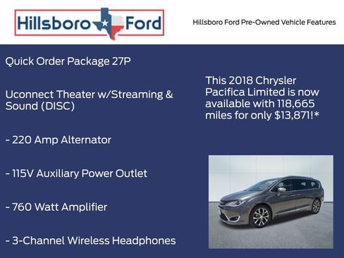 Used 2018 Chrysler Pacifica Limited w/ Tire & Wheel Group FWD image 3