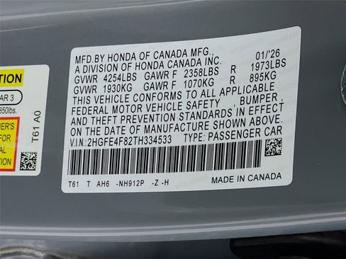 New 2026 Honda Civic FWD Hybrid Sedan image 7