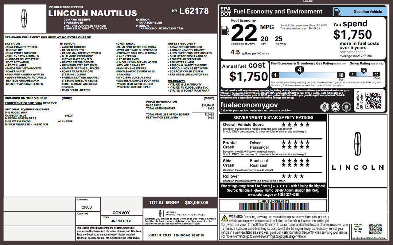 Used 2019 Lincoln Nautilus Reserve AWD/4WD image 5