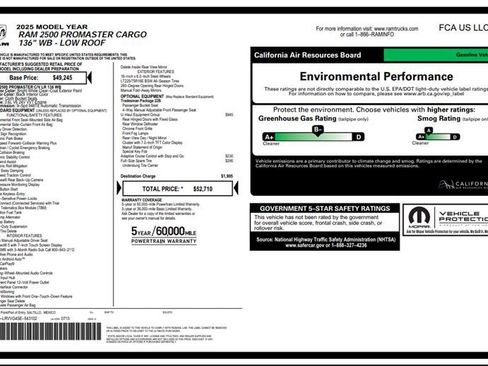 Used 2025 RAM ProMaster 2500 w/ U-Haul Equipment Group FWD image 3