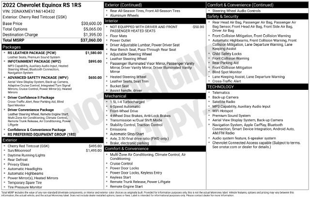 Used 2022 Chevrolet Equinox RS w/ RS Leather Package FWD image 5
