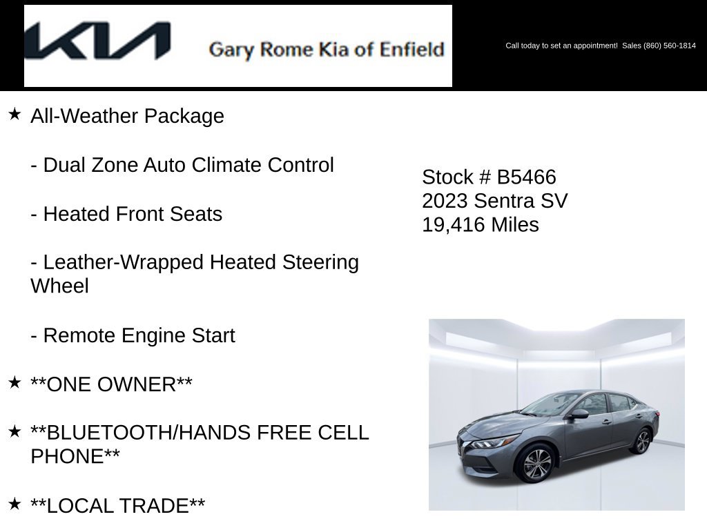 Used 2023 Nissan Sentra SV w/ All-Weather Package FWD image 7