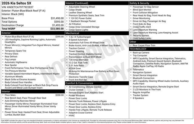 New 2026 Kia Seltos SX AWD/4WD image 29