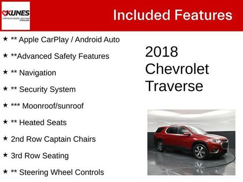 Used 2018 Chevrolet Traverse LT w/ LPO, Floor Liner Package AWD/4WD image 4
