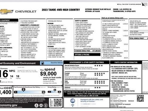 Used 2023 Chevrolet Tahoe High Country w/ LPO, Illumination Package AWD/4WD image 22