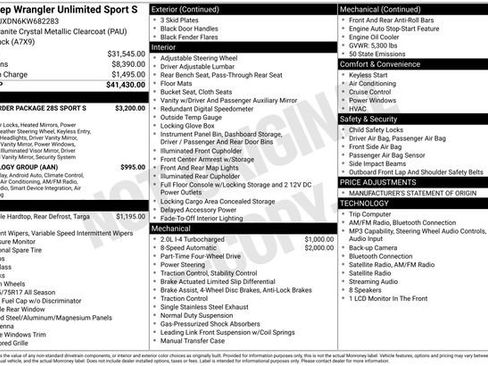 Used 2019 Jeep Wrangler Unlimited Sport S AWD/4WD image 7