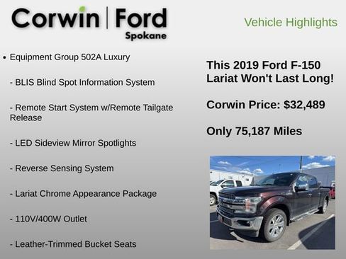 Used 2019 Ford F150 Lariat w/ Equipment Group 502A Luxury AWD/4WD image 6