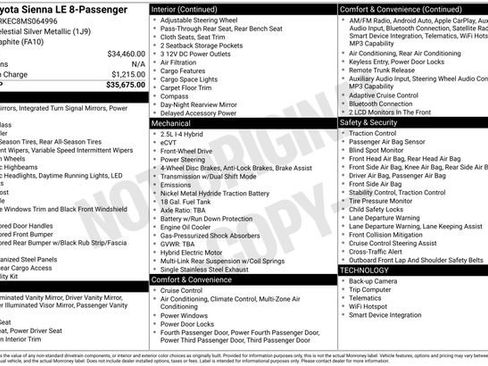 Used 2021 Toyota Sienna LE FWD image 7