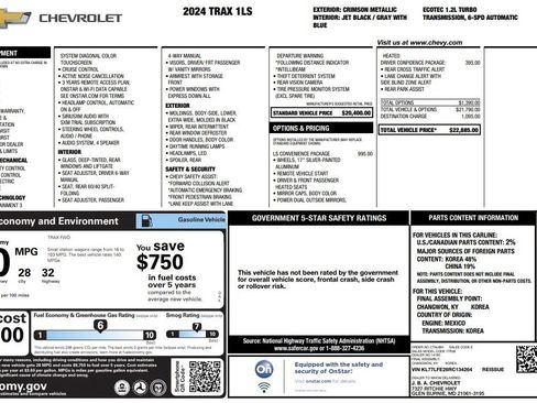 Used 2024 Chevrolet Trax LS w/ LS Convenience Package FWD image 32