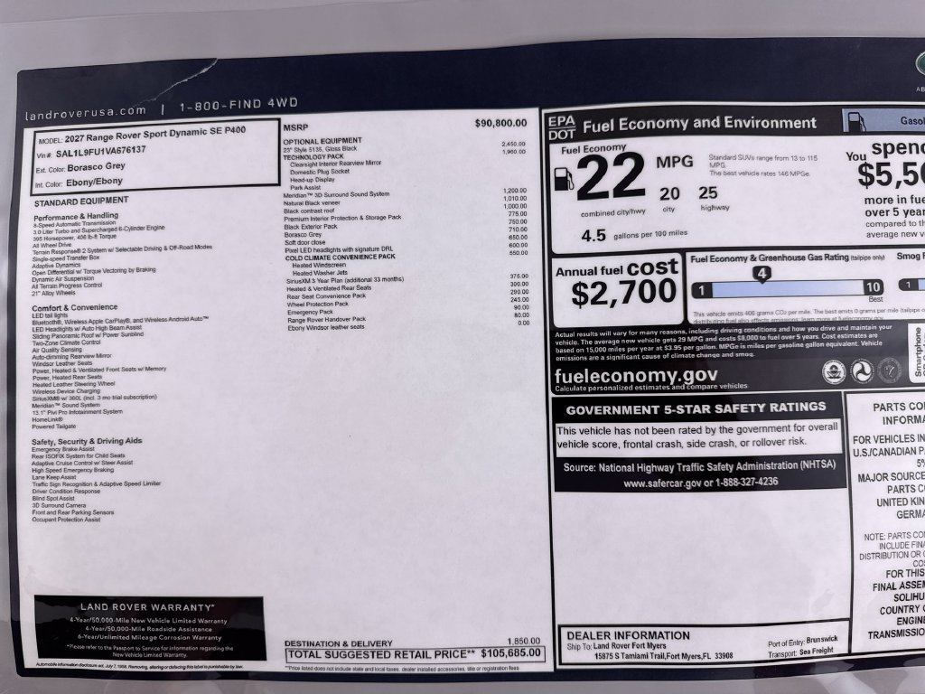 New 2027 Land Rover Range Rover Sport Dynamic SE AWD/4WD image 24