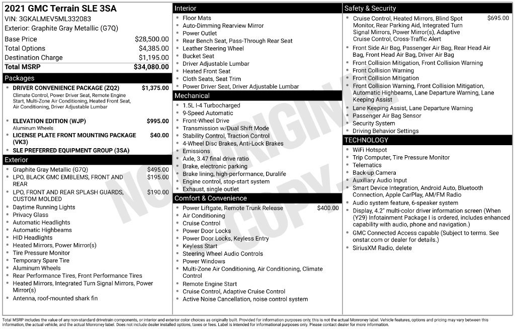 Used 2021 GMC Terrain SLE w/ Driver Convenience Package FWD image 6