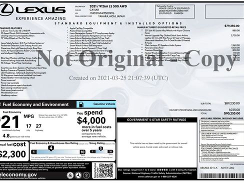Used 2021 Lexus LS 500 AWD w/ Interior Upgrade Package image 1