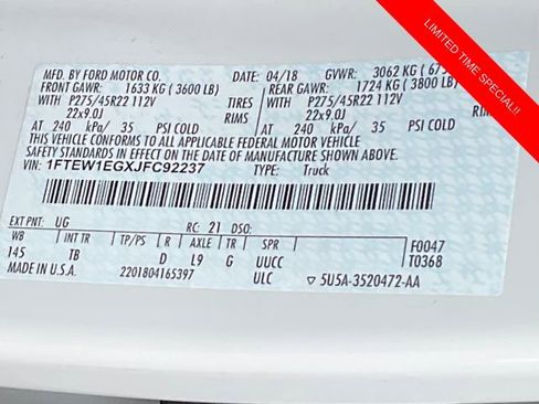 Used 2018 Ford F150 Limited w/ Trailer Tow Package image 29