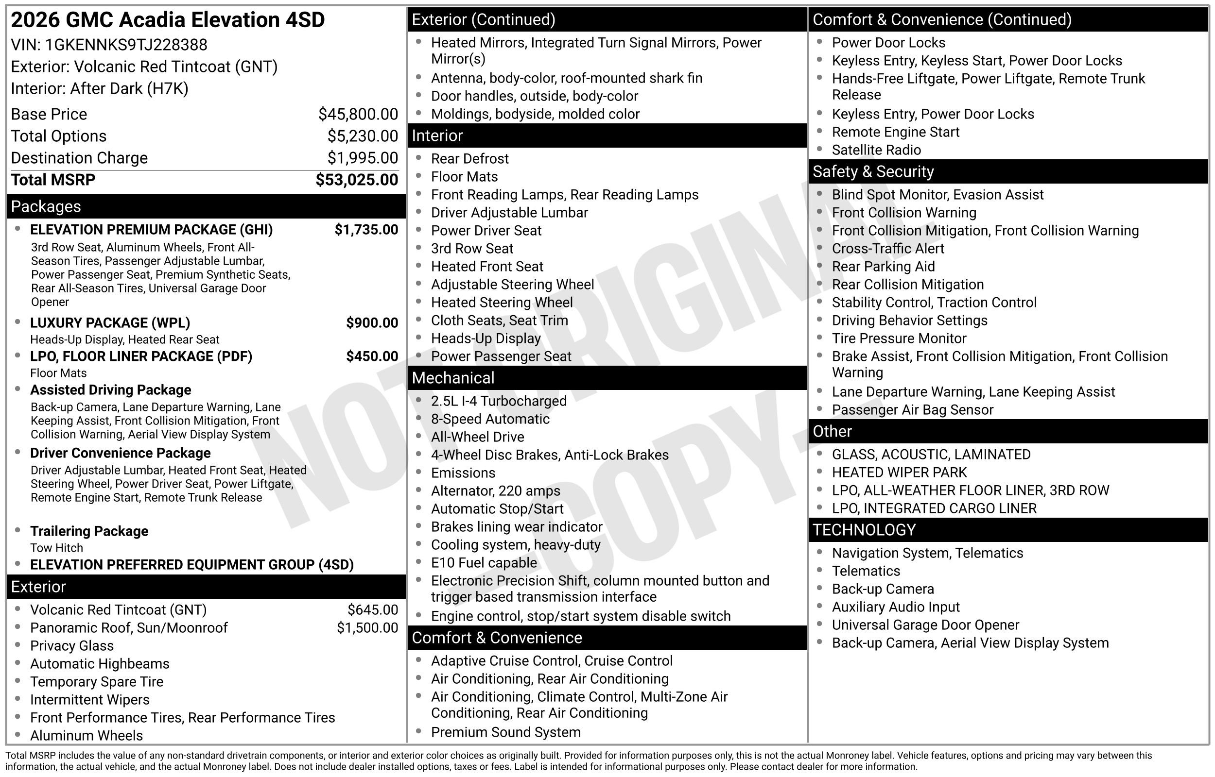 New 2026 GMC Acadia Elevation w/ Elevation Premium Package AWD/4WD image 48