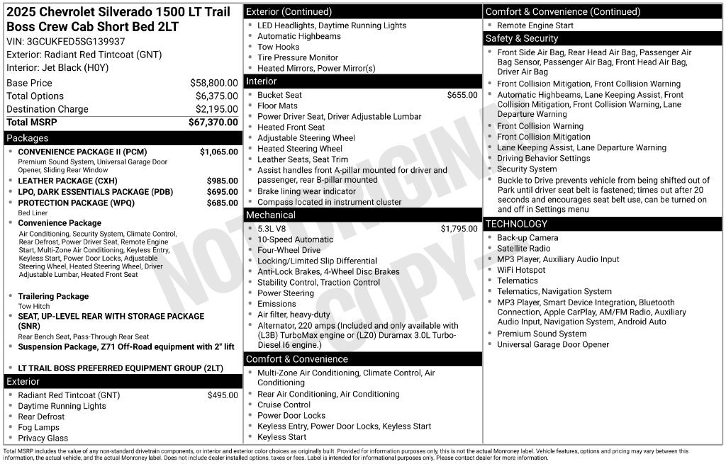 Used 2025 Chevrolet Silverado 1500 LT Trail Boss w/ Convenience Package II AWD/4WD image 56