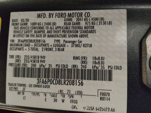 Used 2020 Ford Fusion SEL FWD image 33