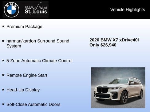 Used 2020 BMW X7 xDrive40i w/ M Sport Package AWD/4WD image 16