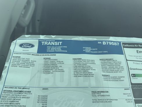 New 2024 Ford Transit 150 XL w/ Load Area Protection Package image 12