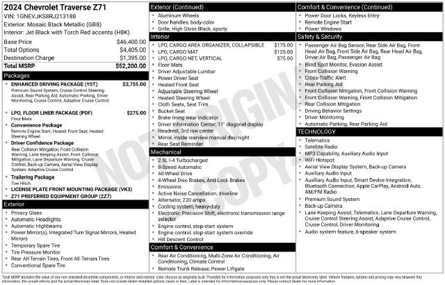 Used 2024 Chevrolet Traverse Z71 w/ Enhanced Driving Package AWD/4WD image 5