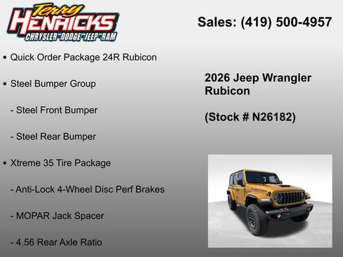 New 2026 Jeep Wrangler Unlimited Rubicon w/ Xtreme 35 Tire Package AWD/4WD image 12