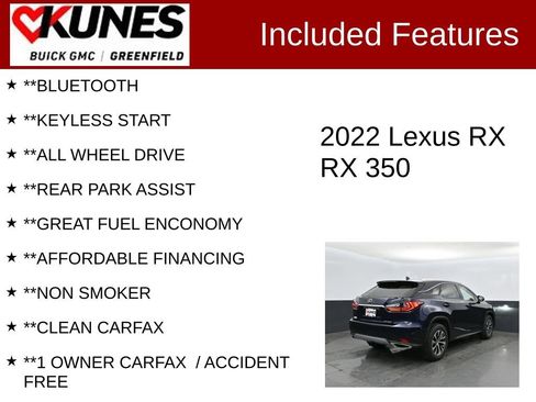 Used 2022 Lexus RX 350 AWD w/ Premium Package image 3