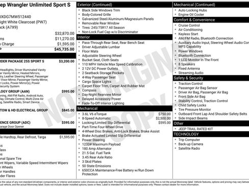Used 2021 Jeep Wrangler Unlimited Sport AWD/4WD image 1