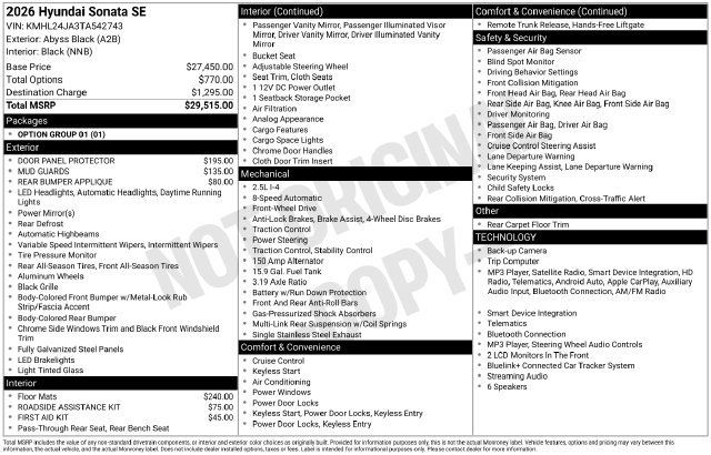Certified 2026 Hyundai Sonata SE FWD image 3