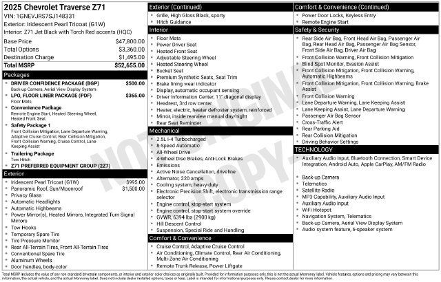 Certified 2025 Chevrolet Traverse Z71 w/ Driver Confidence Package AWD/4WD image 12