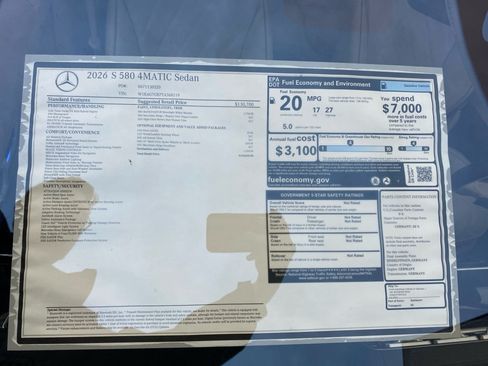 New 2026 Mercedes-Benz S 580 4MATIC Sedan image 33
