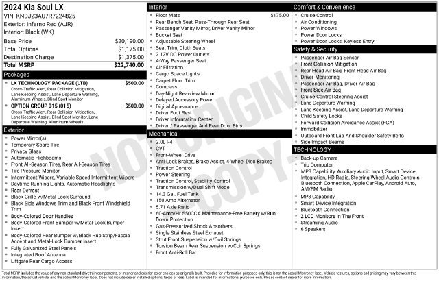 Used 2024 Kia Soul LX w/ LX Technology Package FWD image 7