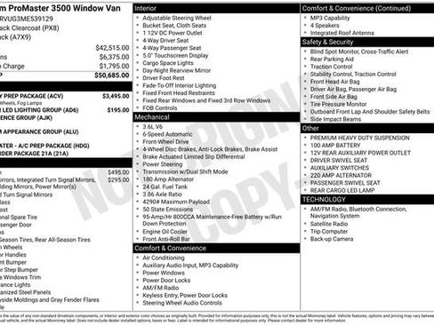 Used 2021 RAM ProMaster 3500 w/ RV Ready Prep Package FWD image 7