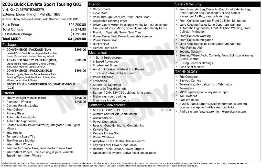 New 2026 Buick Envista Sport Touring w/ Convenience I Package FWD image 34