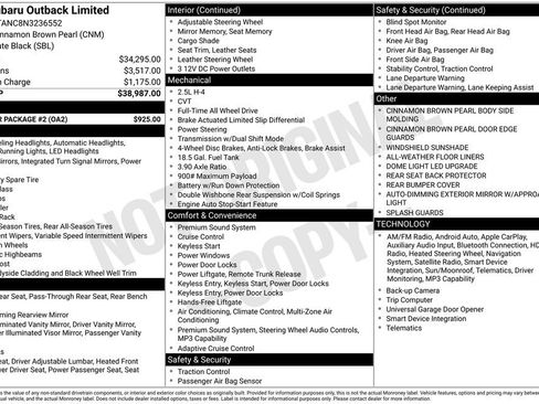 Used 2022 Subaru Outback Limited w/ Popular Package #2 AWD/4WD image 2