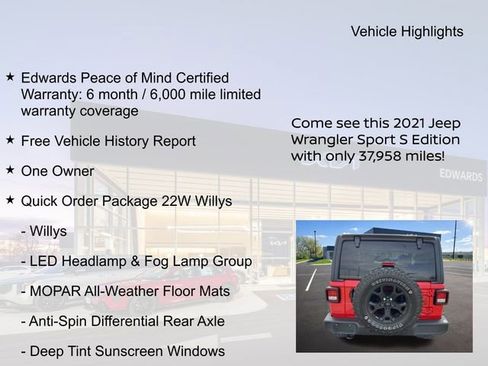 Used 2021 Jeep Wrangler Sport AWD/4WD image 11