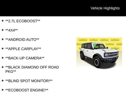 Certified 2024 Ford Bronco Black Diamond w/ Sasquatch Package AWD/4WD image 13