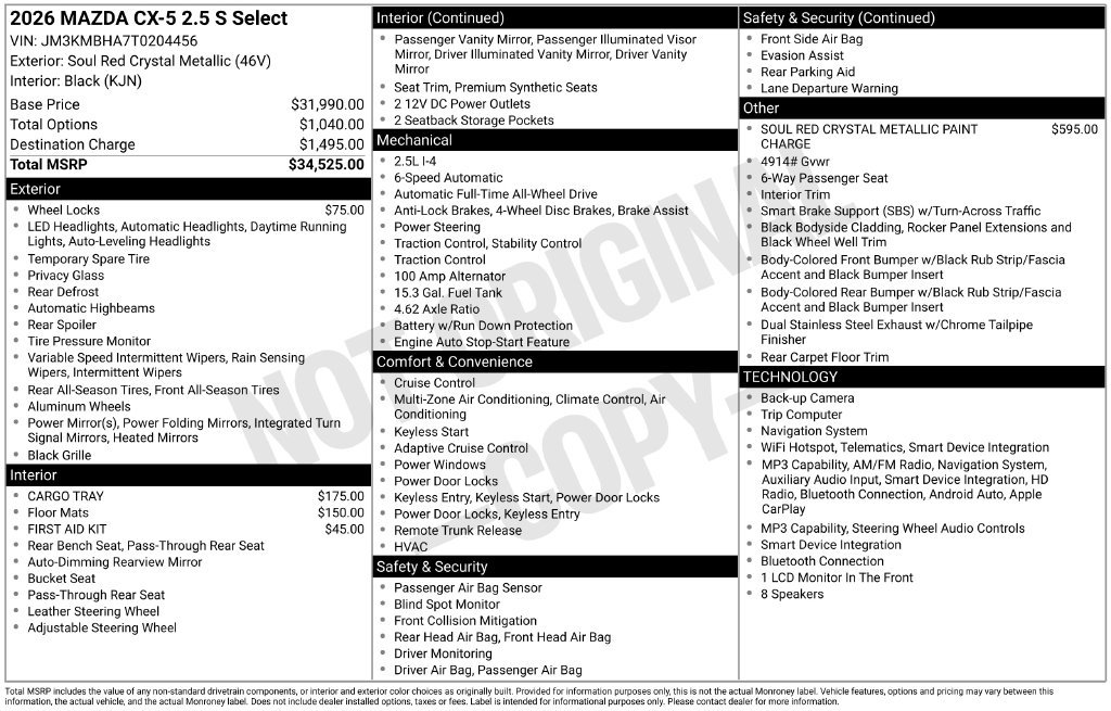 New 2026 MAZDA CX-5 Select AWD/4WD image 22
