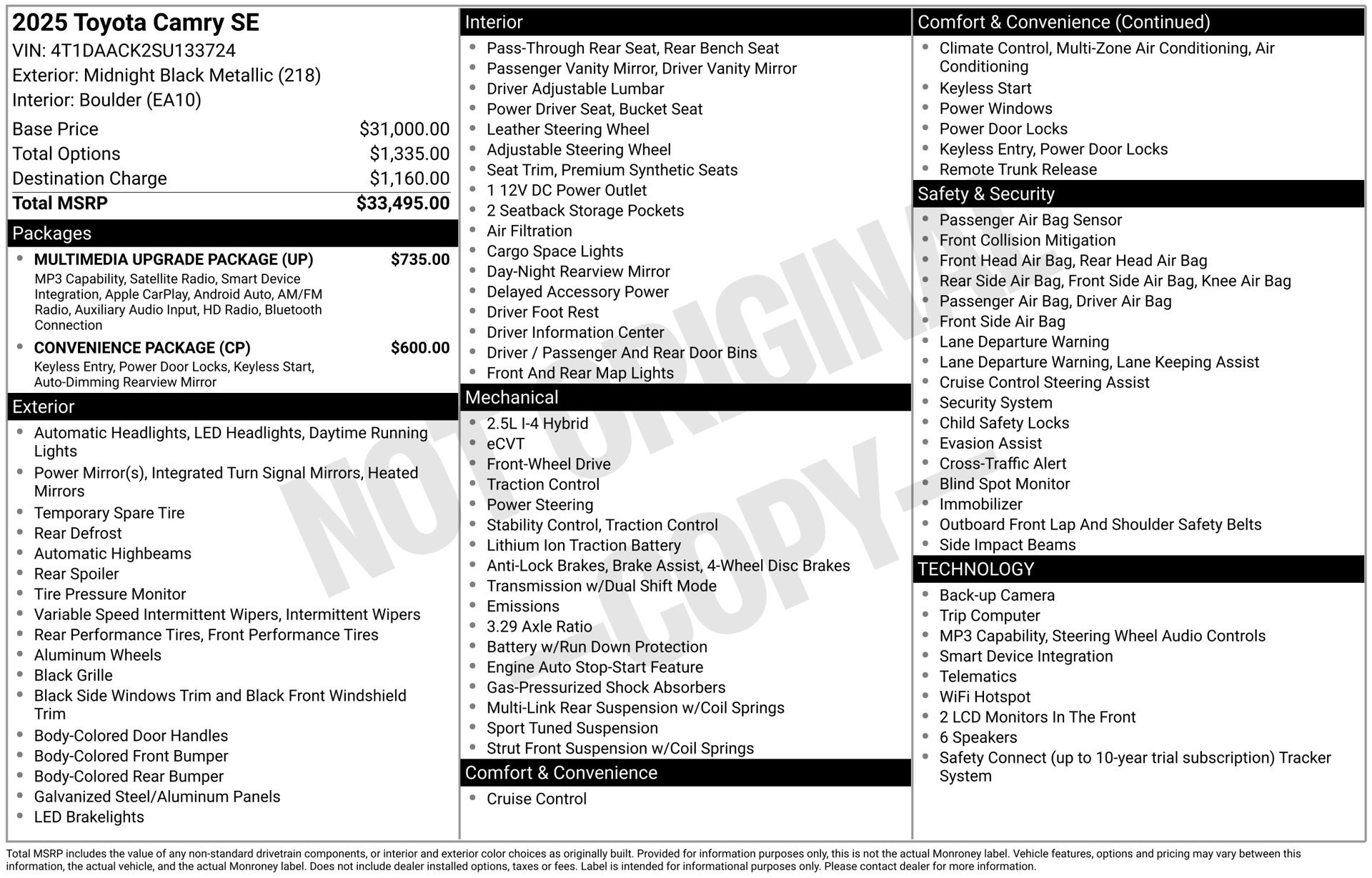 Used 2025 Toyota Camry SE w/ Multimedia Upgrade Package FWD image 45