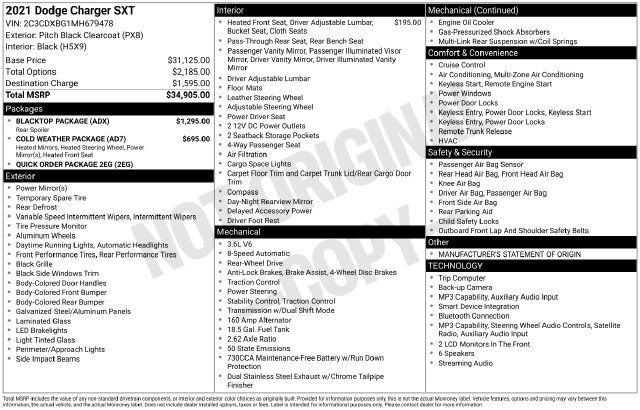 Used 2021 Dodge Charger SXT w/ Blacktop Package RWD image 14