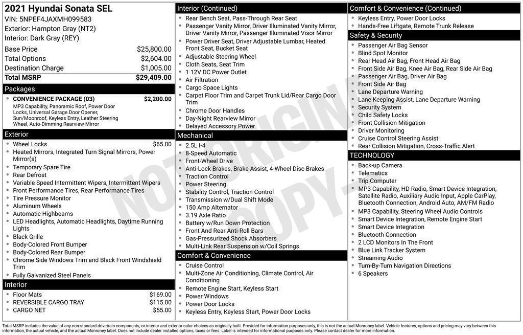 Used 2021 Hyundai Sonata SEL w/ Convenience Package FWD image 12
