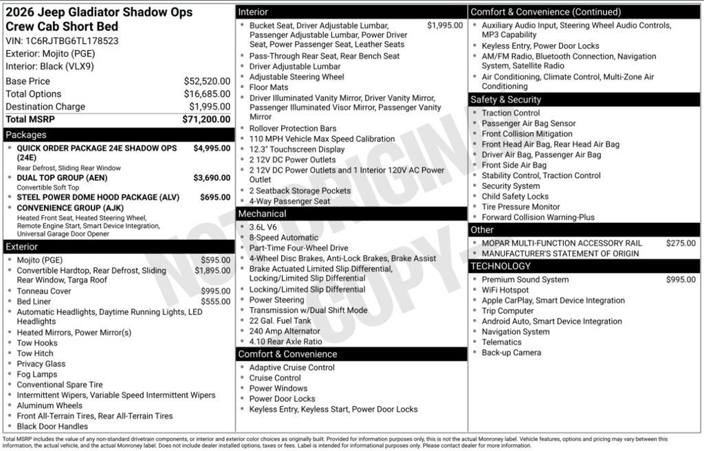 Used 2026 Jeep Gladiator Sport AWD/4WD image 2