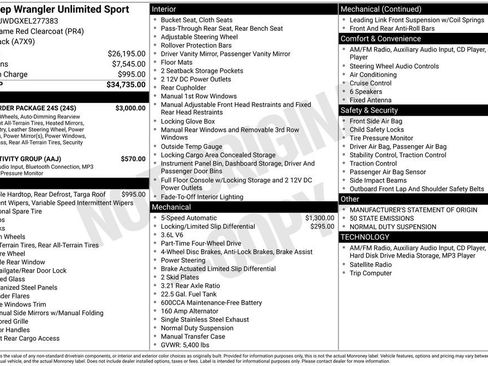 Used 2014 Jeep Wrangler Unlimited Sport w/ Quick Order Package 24S image 35