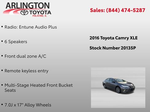Used 2016 Toyota Camry XLE FWD image 2