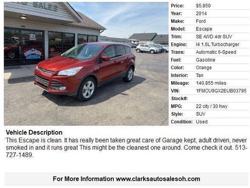Used 2014 Ford Escape SE AWD/4WD image 2