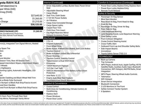 Used 2021 Toyota RAV4 XLE w/ Convenience Package FWD image 2