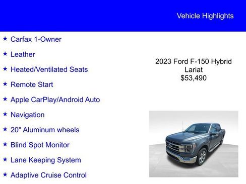 Used 2023 Ford F150 Lariat w/ Equipment Group 502A High image 2