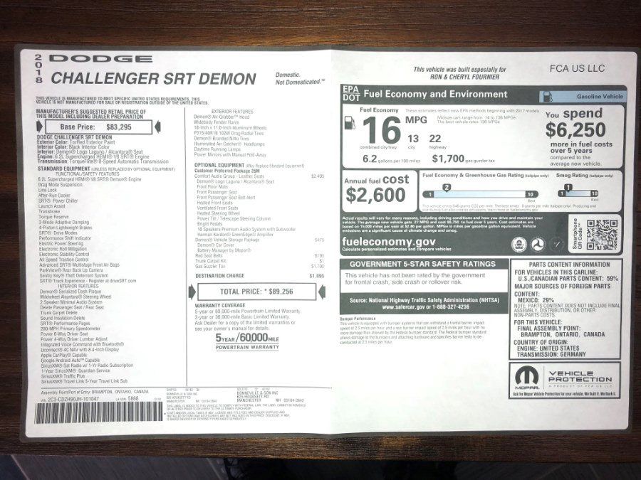 Used 2018 Dodge Challenger SRT Demon RWD image 36