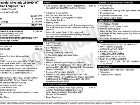Used 2016 Chevrolet Silverado 2500 W/T w/ WT Convenience Package RWD image 27