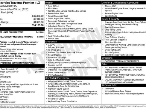 Used 2023 Chevrolet Traverse Premier w/ LPO, Floor Liner Package image 40